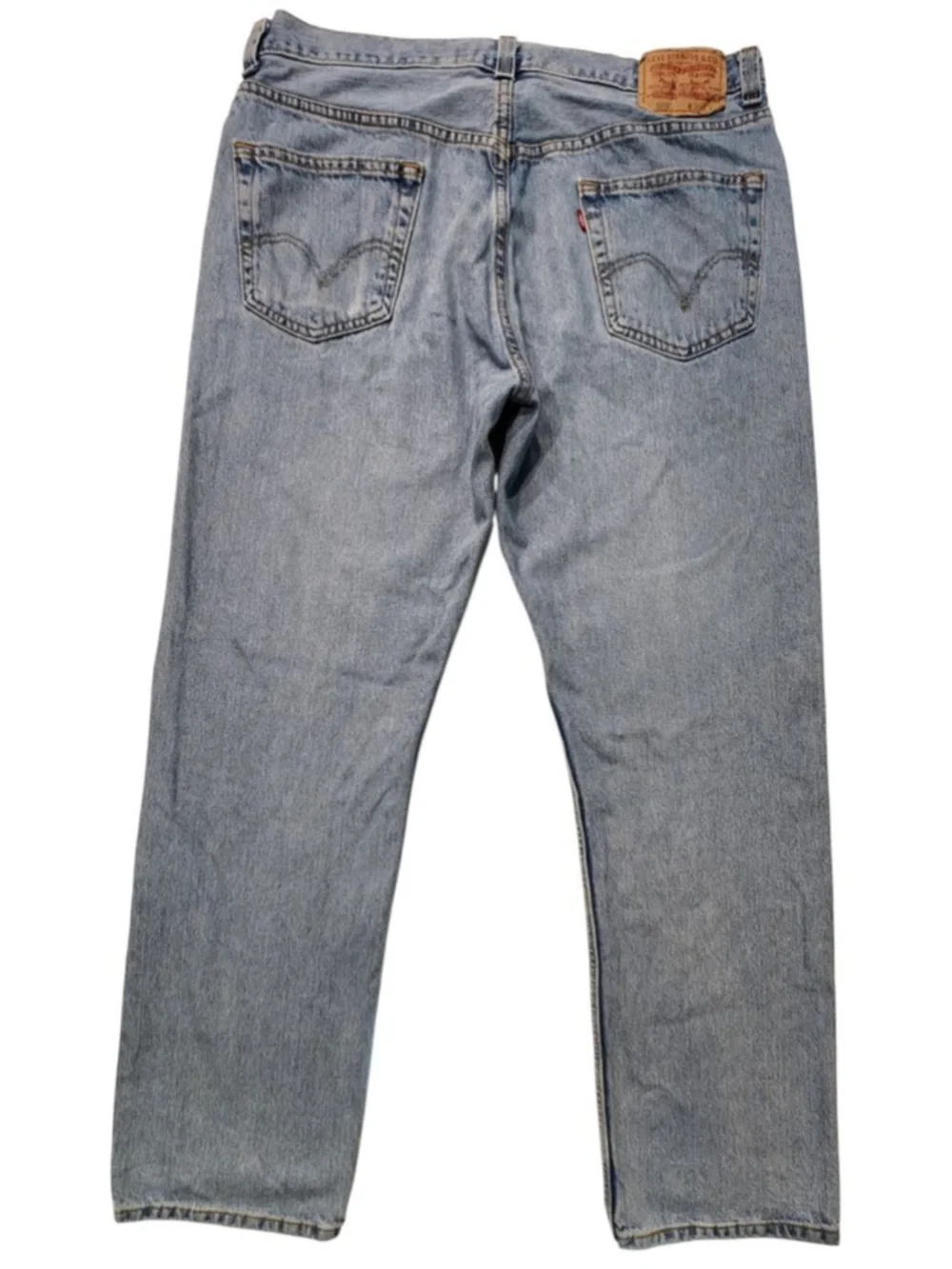 Levi's 505 Regular Fit Straight Leg Jeans Mens W36 L32 Light Blue Faded Denim